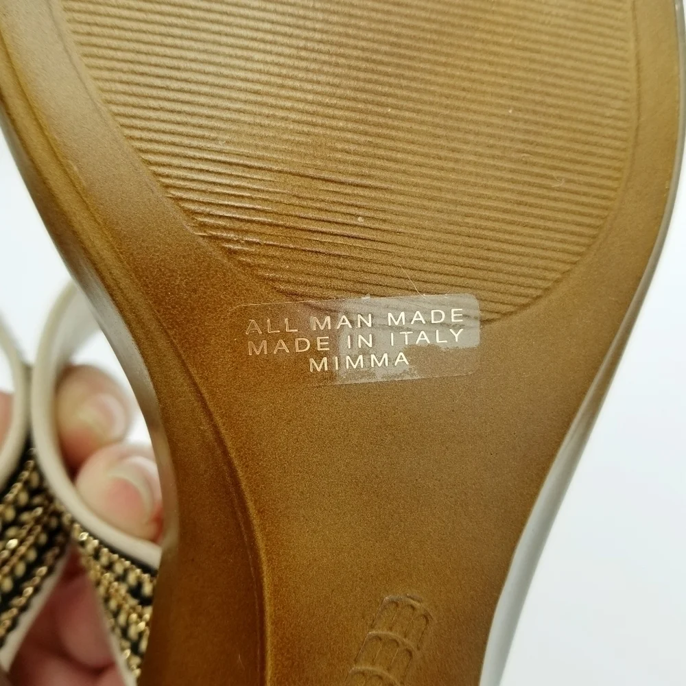 Toscanella Made in Italy Women's Mimma Natural Double Band Wedge Sandals NWOT